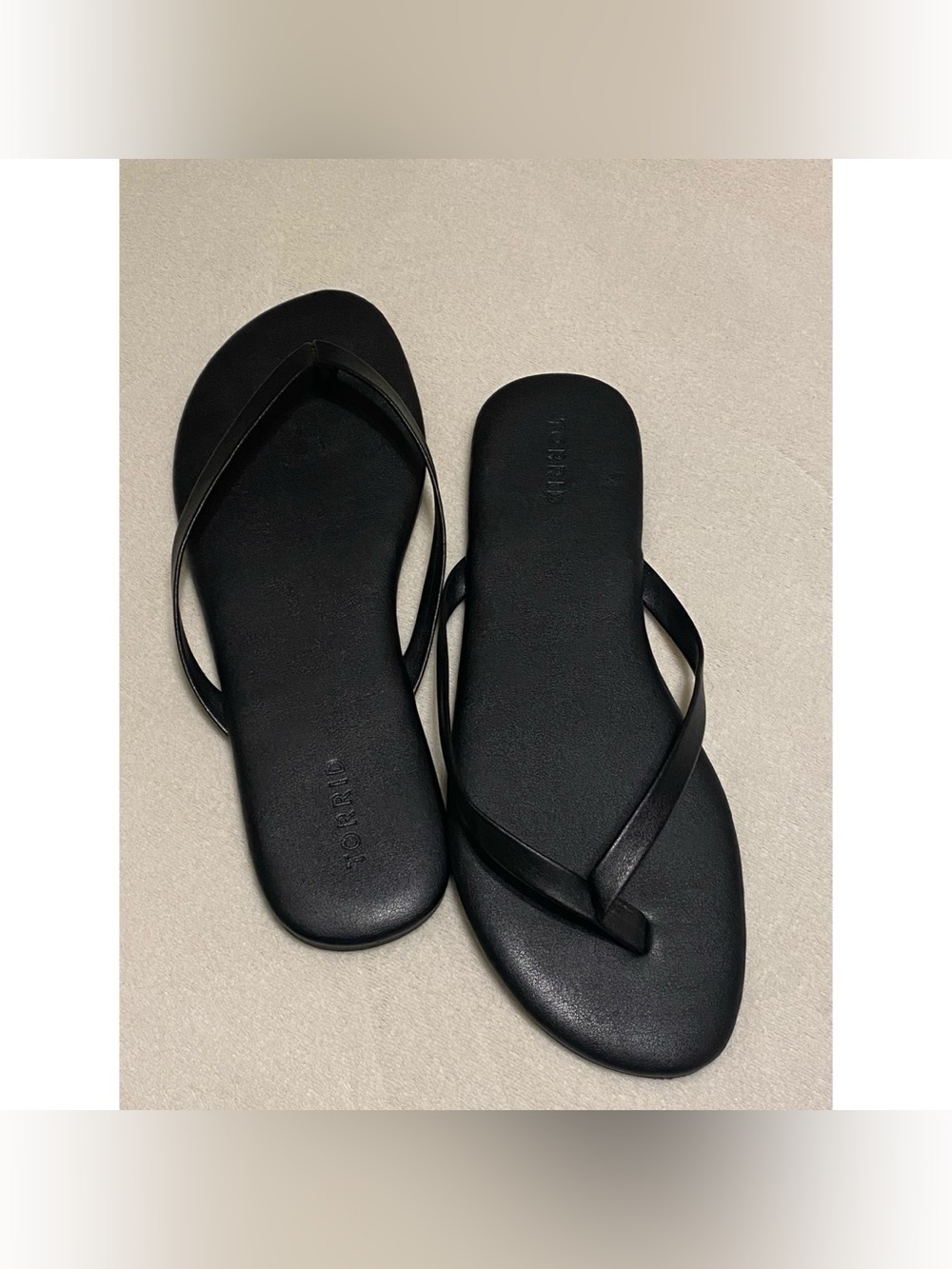 Torrid Black Slim Leather-Style Flip Sandals